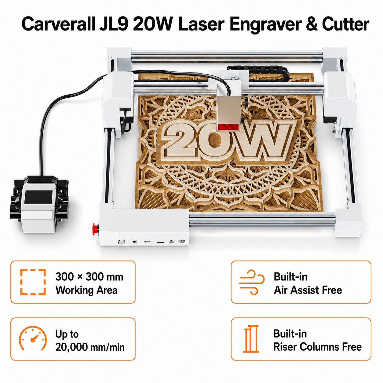Industrial Handheld Laser Engraver - Лазерный гравер-резак Carverall JL9 20W, настольный